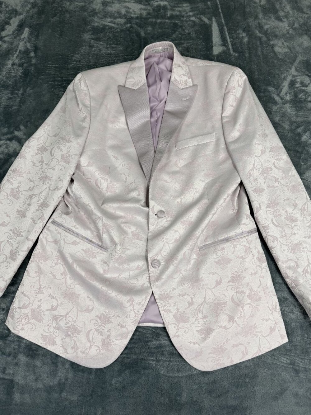 Alfani Mens Slim Fit Jacket Size 42L Floral Pattern Light Purple